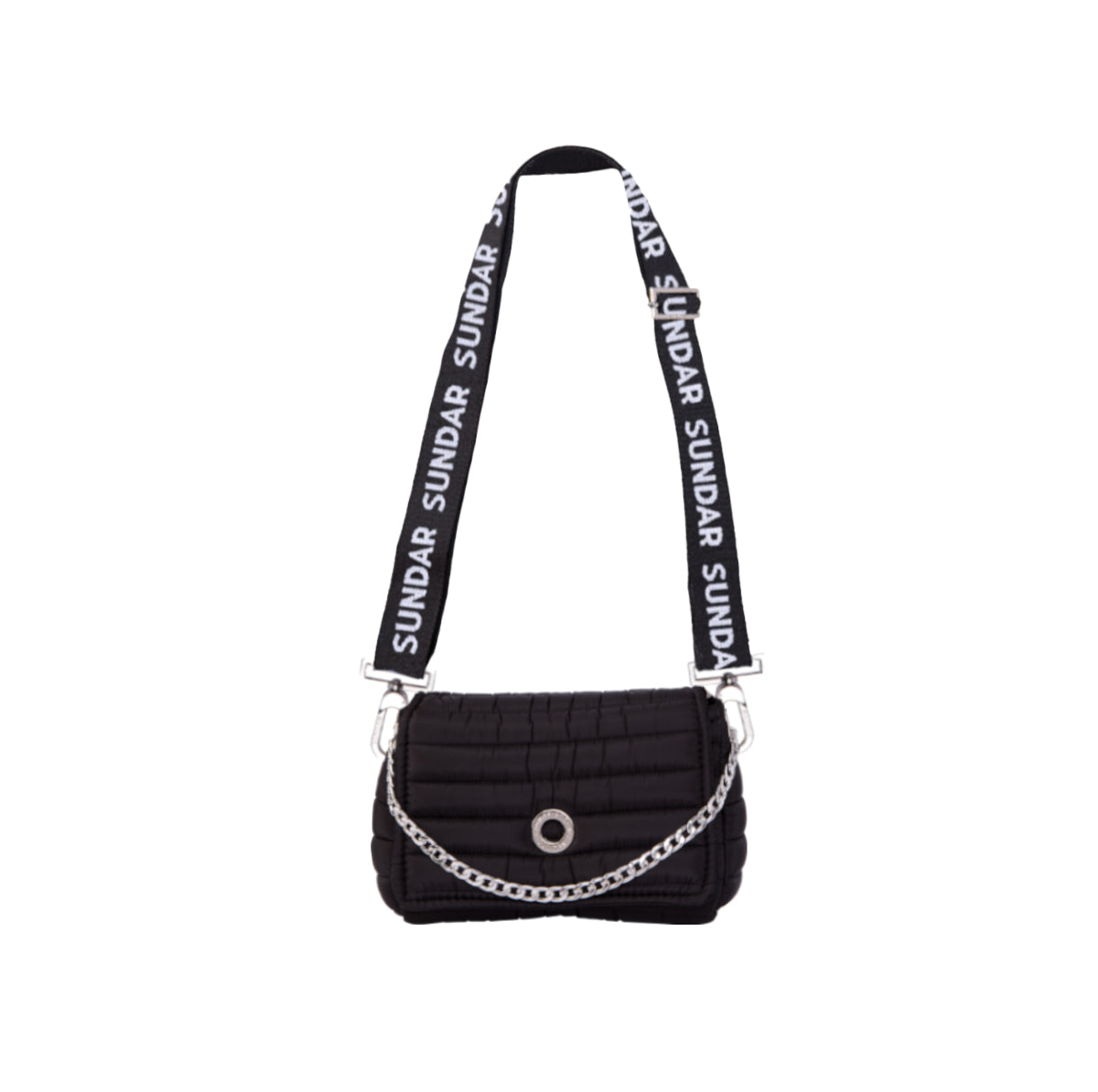 Bolsa Andrea Negra con Asa Larga Ribbon SUNDAR Blanco / Negro