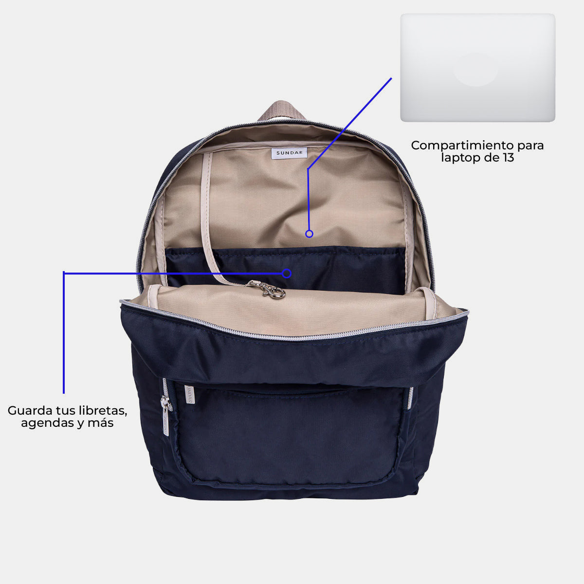 Backpack Grande Azul Marino