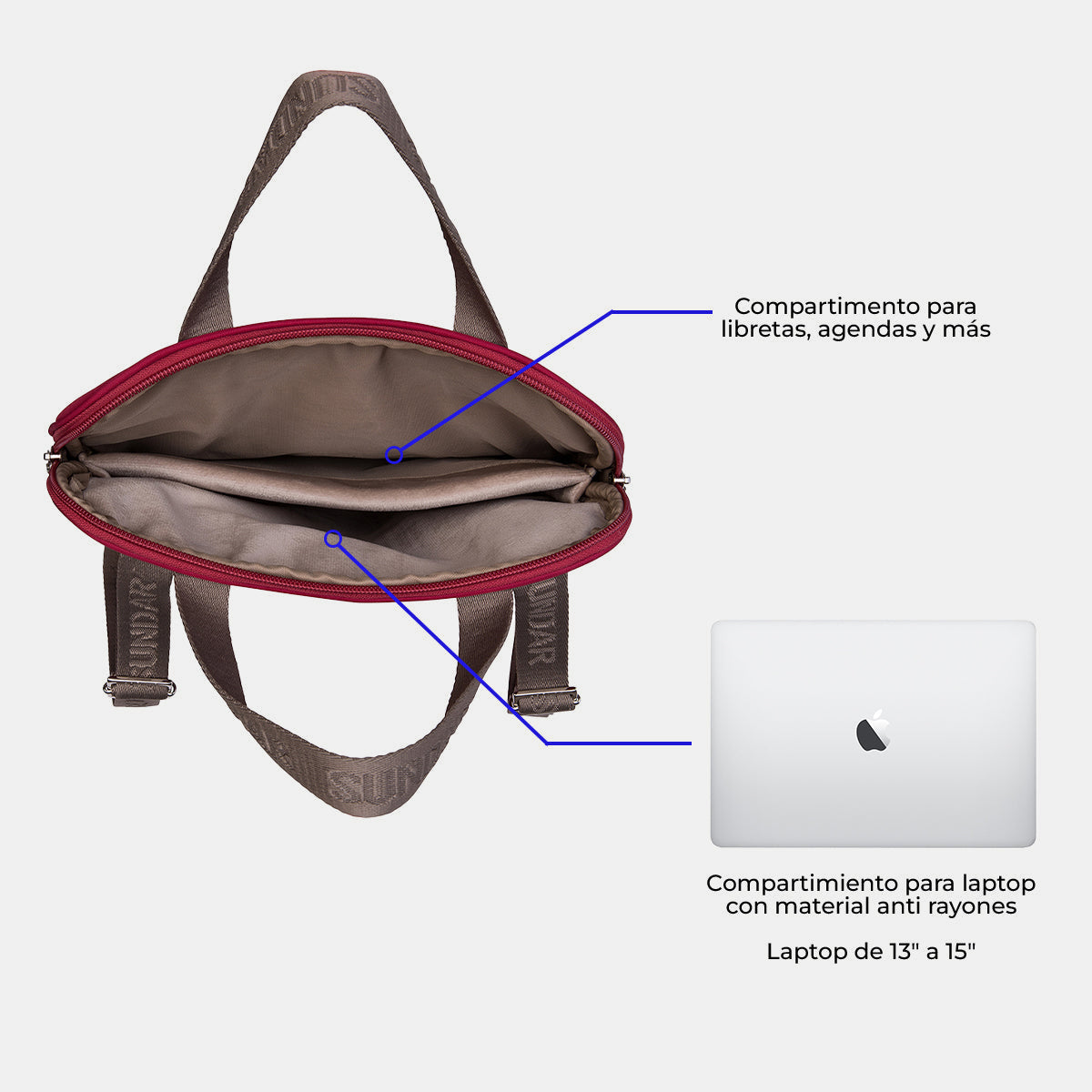 Bolsa Backpack / Laptop Granate (para 13 y 15)