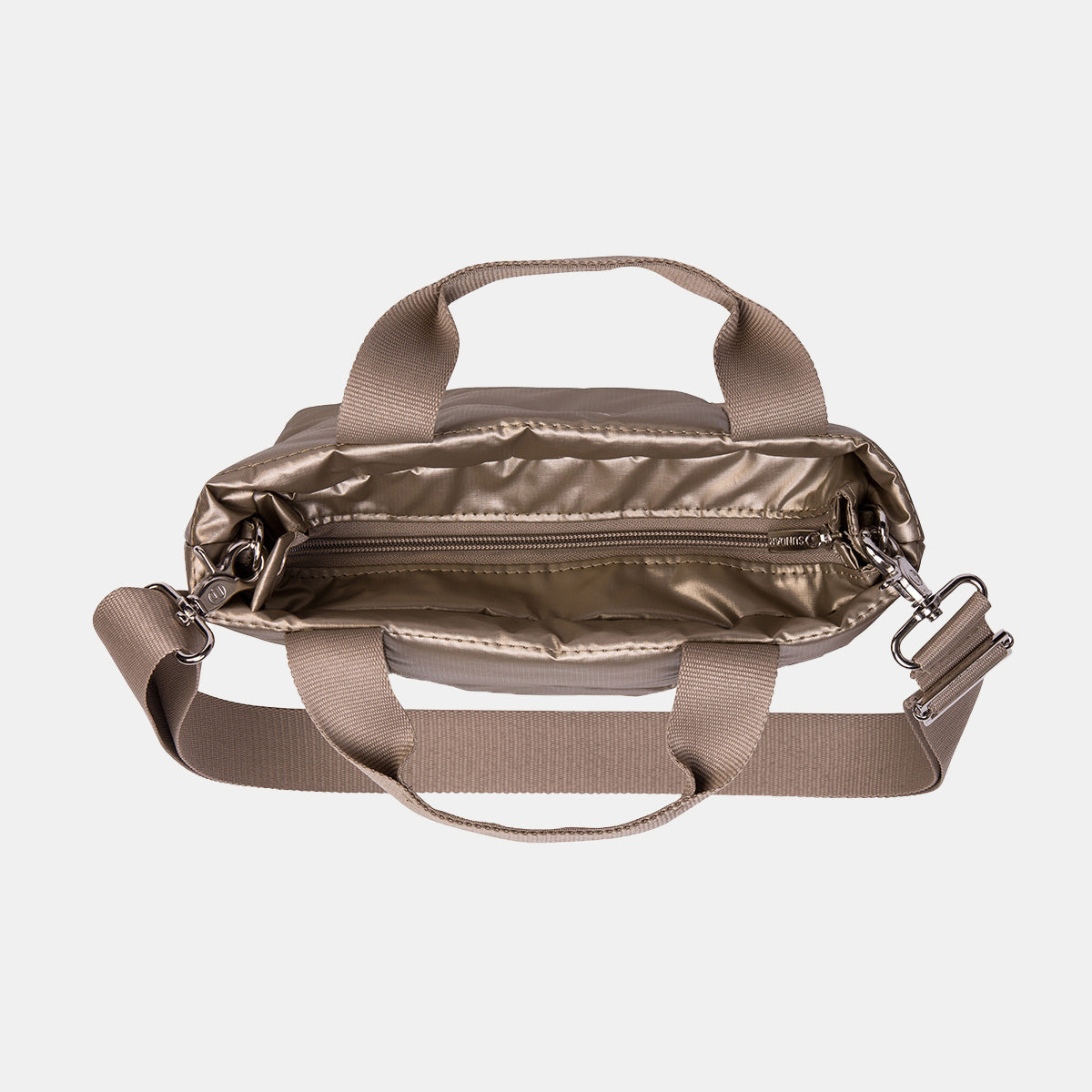 Bolsa Básica Mini Dorada con Asa Ribbon Beige