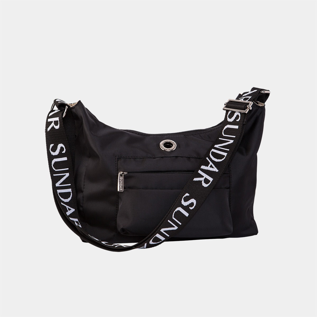 Bolsa Martina Negra con Asa Larga Ribbon SUNDAR Blanca / Negra 40 mm