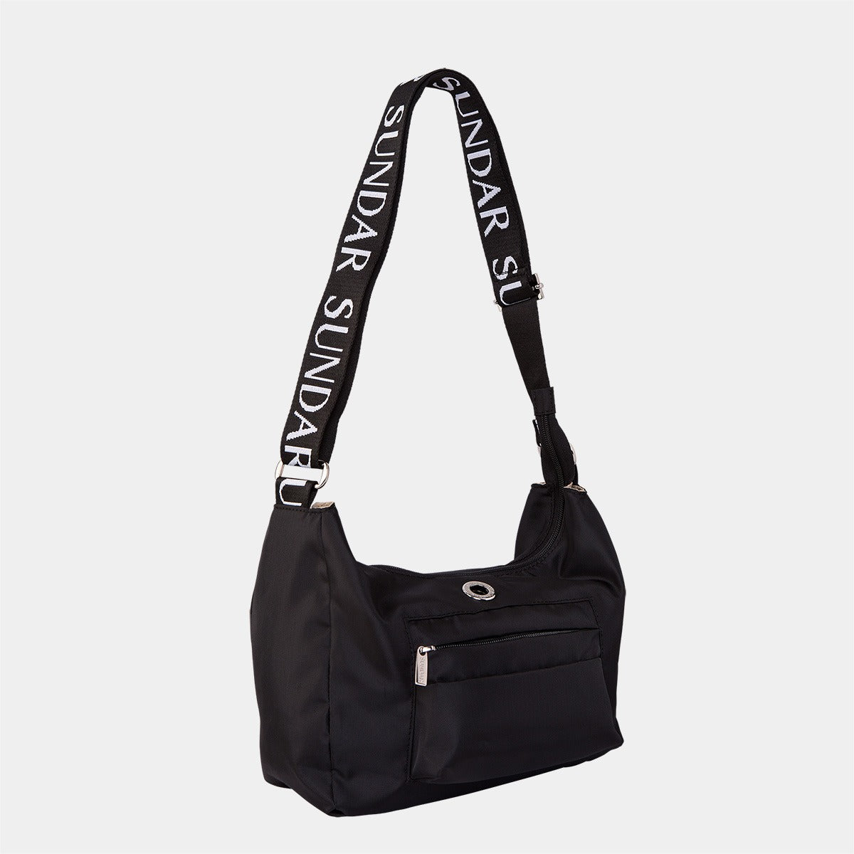 Bolsa Martina Negra con Asa Larga Ribbon SUNDAR Blanca / Negra 40 mm