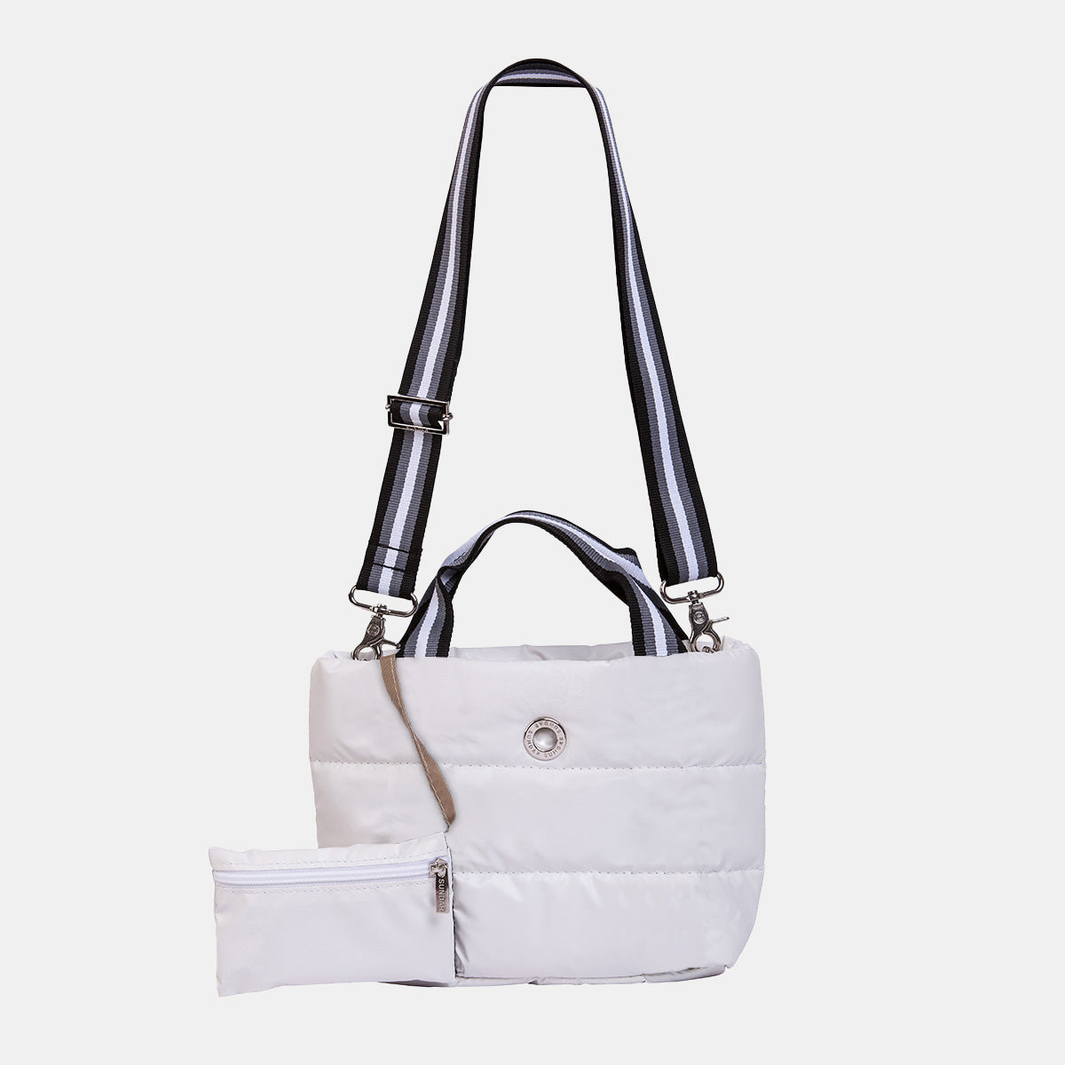 Bolsa Básica Mini Blanca con Asa Ribbon Rayas