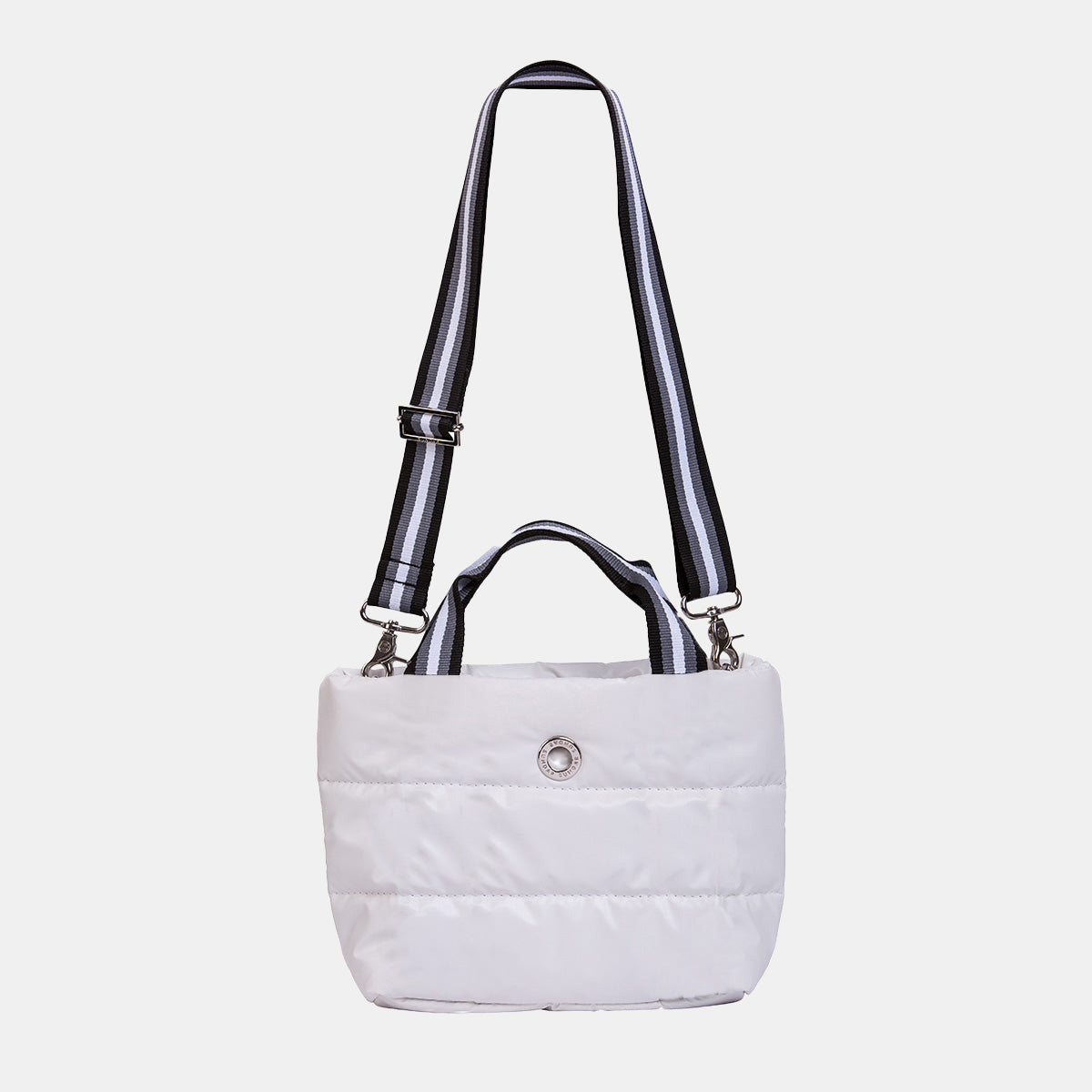 Bolsa Básica Mini Blanca con Asa Ribbon Rayas