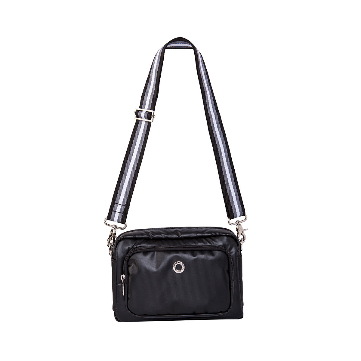 Bolsa Crossbody Laura Negra Metalica